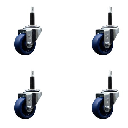 Service Caster 3'' Solid Poly Wheel Swivel 3/4'' Expanding Stem Caster Set, 4PK SCC-EX20S314-SPUS-34-4